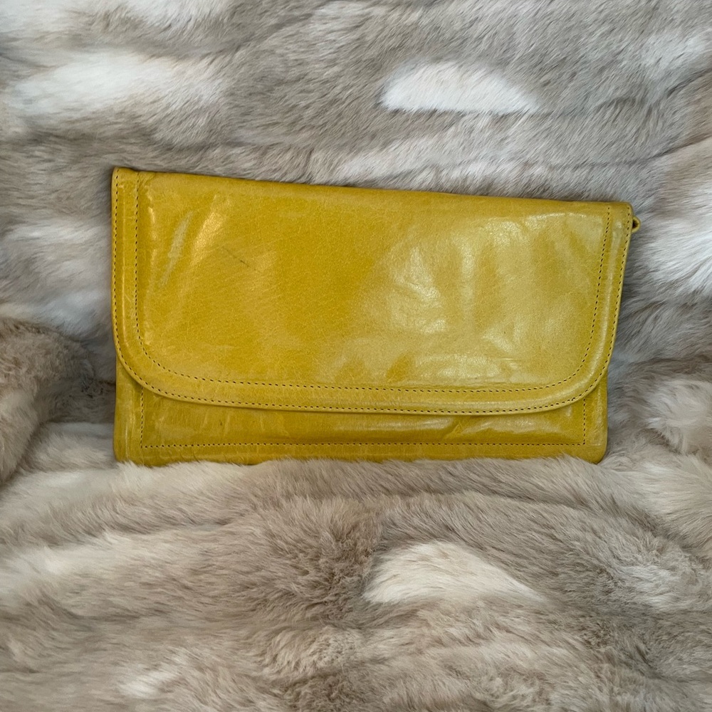 Latico Wrist Strap Clutch with Magnetic Closure Yellow 10” wide x 6” tall